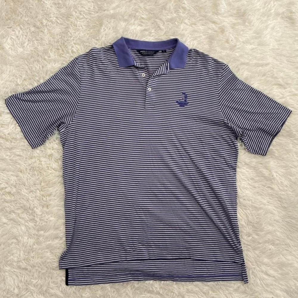 Vintage Retro Y2K 90s Golf Polo Ralph Lauren purple striped polo shirt Size L
